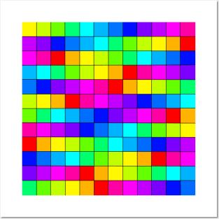 Rainbow Squares Black Lines Posters and Art